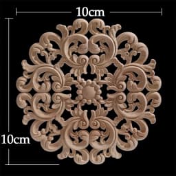 Round Flower Exquisite Carving Natural Wood Appliques Furniture Wooden Mouldings Vintage Unpainted Accessories Decoration Decal