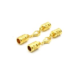 Fit 5mm Hole Fashion Zinc Alloy Cord End Caps For Necklace Bracelet Connectors Clasp DIY Accessories Length: 44mm+50mm 10sets
