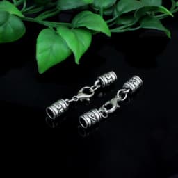 Fit 5mm Hole Fashion Zinc Alloy Cord End Caps For Necklace Bracelet Connectors Clasp DIY Accessories Length: 44mm+50mm 10sets