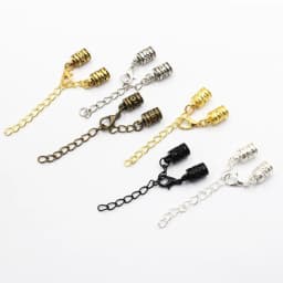 Fit 5mm Hole Fashion Zinc Alloy Cord End Caps For Necklace Bracelet Connectors Clasp DIY Accessories Length: 44mm+50mm 10sets