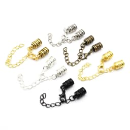 Fit 5mm Hole Fashion Zinc Alloy Cord End Caps For Necklace Bracelet Connectors Clasp DIY Accessories Length: 44mm+50mm 10sets