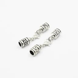 Fit 5mm Hole Fashion Zinc Alloy Cord End Caps For Necklace Bracelet Connectors Clasp DIY Accessories Length: 44mm+50mm 10sets