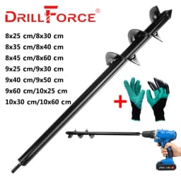 8/9/10cm Garden Auger Spiral Earth Drill Bit Flower Planter Hex Shaft Planting Hole Digger Tool 25/30/35/40/45/50/60cm Long