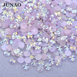 JUNAO 500pcs 5mm Mix Color Flowers Resin Nail Rhinestones Jelly AB Crystal Flatback Nail Stickers for Face Nail Art Decoration