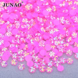 JUNAO 500pcs 5mm Mix Color Flowers Resin Nail Rhinestones Jelly AB Crystal Flatback Nail Stickers for Face Nail Art Decoration