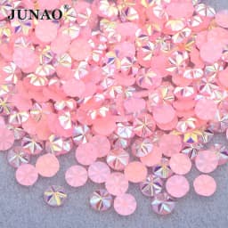JUNAO 500pcs 5mm Mix Color Flowers Resin Nail Rhinestones Jelly AB Crystal Flatback Nail Stickers for Face Nail Art Decoration