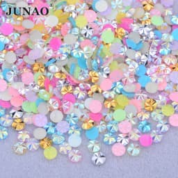 JUNAO 500pcs 5mm Mix Color Flowers Resin Nail Rhinestones Jelly AB Crystal Flatback Nail Stickers for Face Nail Art Decoration
