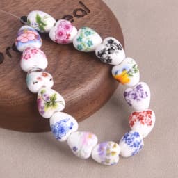 10pcs 13x12mm Heart Shape Flower Patterns Ceramic Porcelain Loose Crafts Beads For Jewelry Making DIY Findings