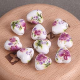 10pcs 13x12mm Heart Shape Flower Patterns Ceramic Porcelain Loose Crafts Beads For Jewelry Making DIY Findings