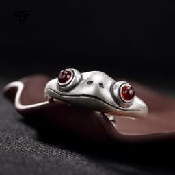 Vintage Frog Ring for Women Artistic Design Retro Opening Resizable Unisex Female Statement Bohemian Rings Silver Color Gift