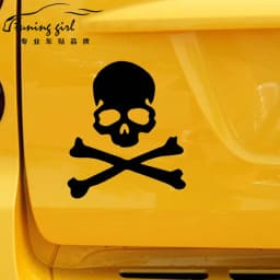 Car Stickers Hazard Warning Skulls Crossbones Reflective Decals For Rearview Mirrors Windshield Bumper Trunk Motorcycle