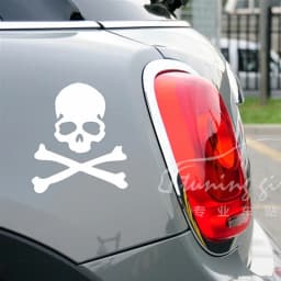 Car Stickers Hazard Warning Skulls Crossbones Reflective Decals For Rearview Mirrors Windshield Bumper Trunk Motorcycle