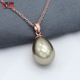 SHENJIANG Fashion Elegant 585 Rose Gold Color Water Drop Simulated Pearl Pendant Necklace For Women Wedding Party Jewelry