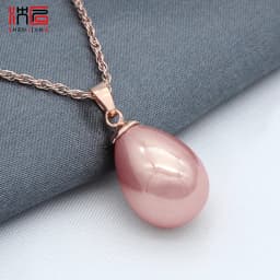 SHENJIANG Fashion Elegant 585 Rose Gold Color Water Drop Simulated Pearl Pendant Necklace For Women Wedding Party Jewelry