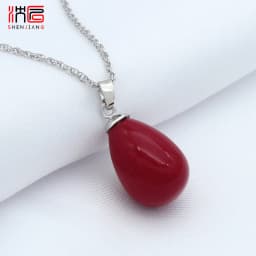 SHENJIANG Fashion Elegant 585 Rose Gold Color Water Drop Simulated Pearl Pendant Necklace For Women Wedding Party Jewelry