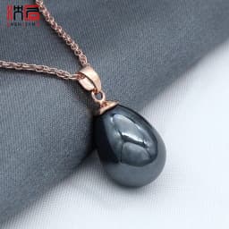 SHENJIANG Fashion Elegant 585 Rose Gold Color Water Drop Simulated Pearl Pendant Necklace For Women Wedding Party Jewelry