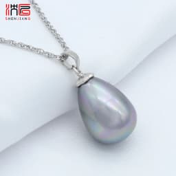 SHENJIANG Fashion Elegant 585 Rose Gold Color Water Drop Simulated Pearl Pendant Necklace For Women Wedding Party Jewelry