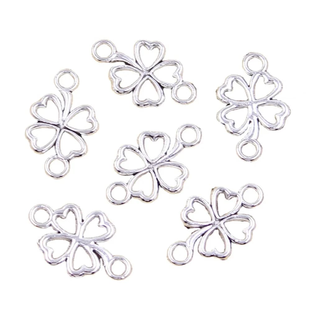 30pcs Charms Lucky Irish Four Leaf Clover Link 20x12mm Antique Silver Color Pendants Making DIY Handmade Tibetan Finding Jewelry