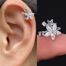 Fashion Gold Color Leaf Clip Earring For Women Without Piercing Vintage Crystal Flowers Ear Cuff Rainbow Earrings Girls Jewelry