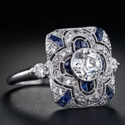 Popular European and American Blue Winding Ladies Ring Creative Chinese Knot Geometric Banquet Casual Lucky Wedding Ring