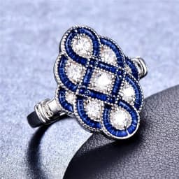 Popular European and American Blue Winding Ladies Ring Creative Chinese Knot Geometric Banquet Casual Lucky Wedding Ring