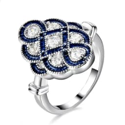 Popular European and American Blue Winding Ladies Ring Creative Chinese Knot Geometric Banquet Casual Lucky Wedding Ring