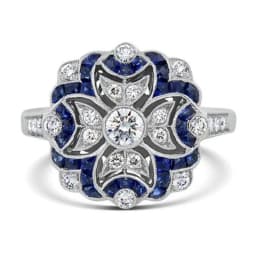 Popular European and American Blue Winding Ladies Ring Creative Chinese Knot Geometric Banquet Casual Lucky Wedding Ring