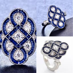 Popular European and American Blue Winding Ladies Ring Creative Chinese Knot Geometric Banquet Casual Lucky Wedding Ring