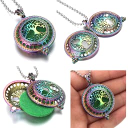 Tree of Life Aroma Diffuser Necklace Perfume Essential Oil Diffuser Aromatherapy Locket Pendant Necklace Fashion Jewelry