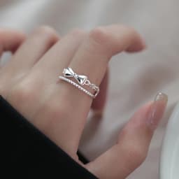VENTFILLE 925 Sterling Silver Ring for Women Girl Gift Flower Bow Love Combination Ins Niche Jewelry Dropship Wholesale