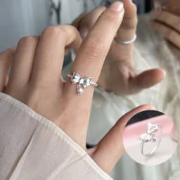 VENTFILLE 925 Sterling Silver Ring for Women Girl Gift Flower Bow Love Combination Ins Niche Jewelry Dropship Wholesale