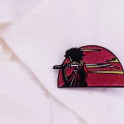 Red Sunset Mugen Brooch Samurai Champloo Enamel Pin Japanese Anime warrior Remix Hip-hop Aesthetics Jewelry