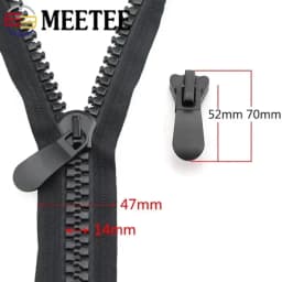 Meetee 20# Extra Large Resin Zipper Double & Single Slider Open-End Zippers for Sewing Down Jacket Tent Coat Garment Accessories
