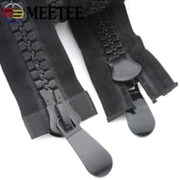 Meetee 20# Extra Large Resin Zipper Double & Single Slider Open-End Zippers for Sewing Down Jacket Tent Coat Garment Accessories