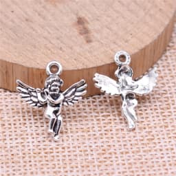 Newest 20Pieces 18*20mm Antique Silver Color Cute Angel Charms  Necklace Pendant Accessory Charms For DIY Jewelry Making