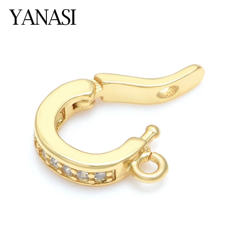 18K Gold Accessories Buckles for Jewelry Bracelet Cubic Zircon Clasps Hooks DIY Woman Jewelry Findings Making