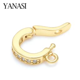 18K Gold Accessories Buckles for Jewelry Bracelet Cubic Zircon Clasps Hooks DIY Woman Jewelry Findings Making