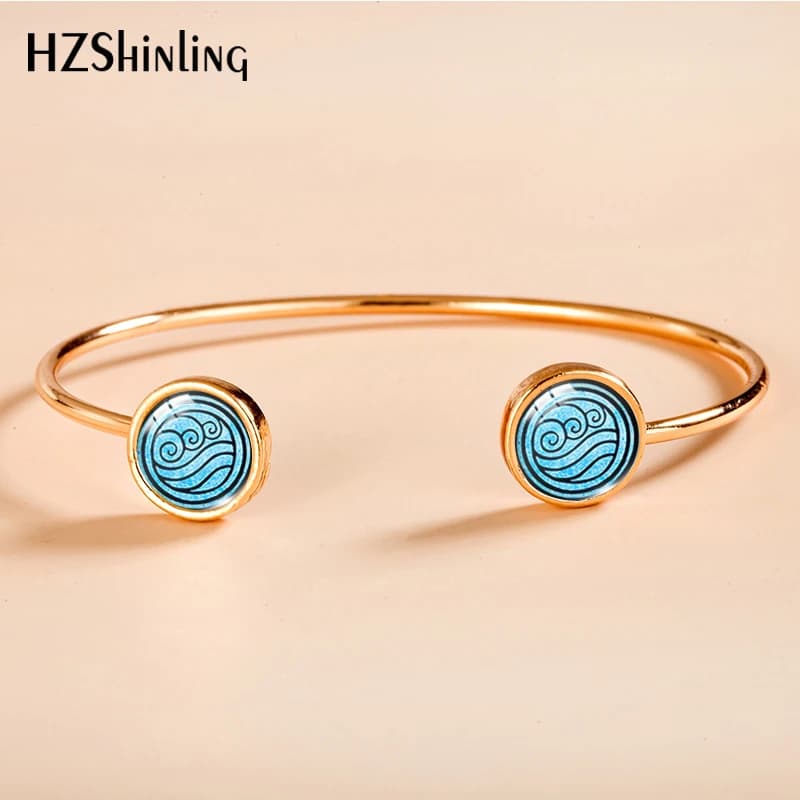 Avatar The Last Airbender Pattern Glass Cuff Bangle Bracelets Round Glass Dome Jewelry Adjustable Bangles Handmade Gifts