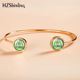 Avatar The Last Airbender Pattern Glass Cuff Bangle Bracelets Round Glass Dome Jewelry Adjustable Bangles Handmade Gifts