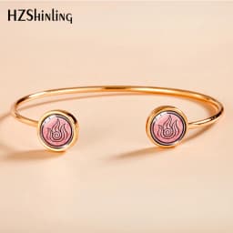 Avatar The Last Airbender Pattern Glass Cuff Bangle Bracelets Round Glass Dome Jewelry Adjustable Bangles Handmade Gifts