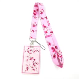 Pink Cherry blossoms Retractable Badge Reel Lanyard Nurse ID Business Credit Card Work Card Office Student Clips Card Cover Bag
