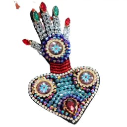 Handmade Beading Love Hand Cloth Stickers DIY Brooches Clothing Decoration Accessory Clothes Hole Patches
