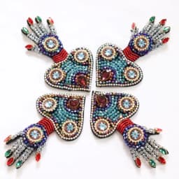 Handmade Beading Love Hand Cloth Stickers DIY Brooches Clothing Decoration Accessory Clothes Hole Patches