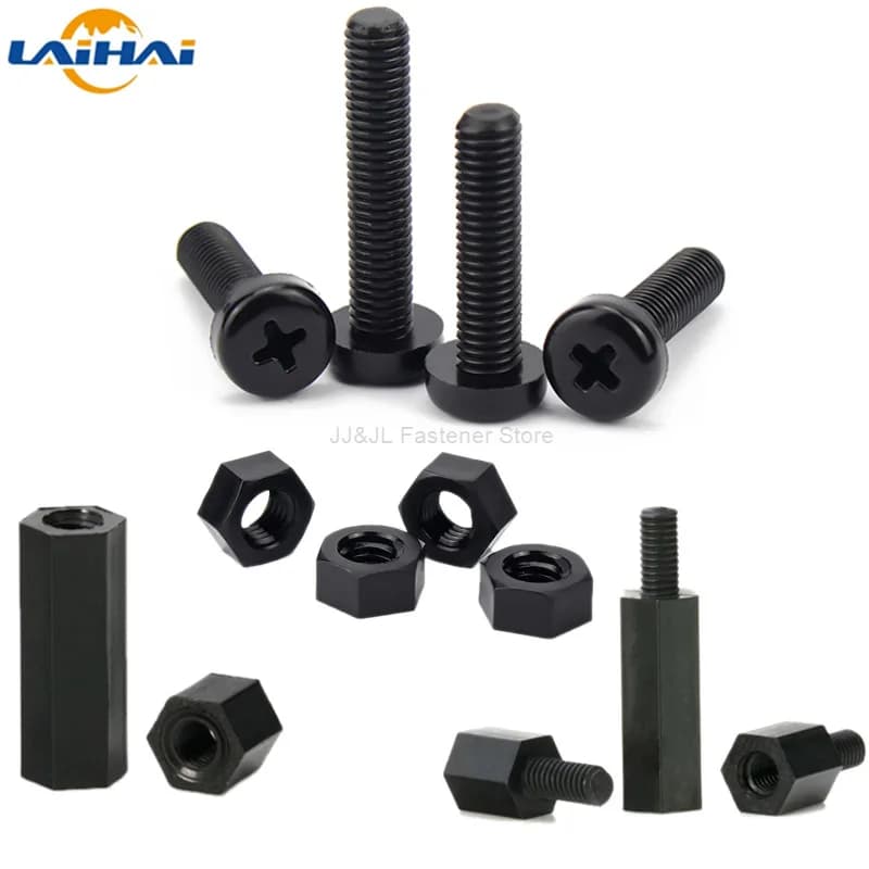 50X M2 M3 M4 Black Nylon Plastic Hex Standoff Hexagon Pillar Male-Female Female Spacer Phillips Screw For PCB Board Motherboard