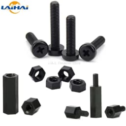 50X M2 M3 M4 Black Nylon Plastic Hex Standoff Hexagon Pillar Male-Female Female Spacer Phillips Screw For PCB Board Motherboard