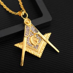 Trendy AG Masonic Pendant Necklace Men's Women's Necklace Fashion Bohemia Far Crystal Inlaid Pendant Accessories Party Jewelry