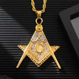Trendy AG Masonic Pendant Necklace Men's Women's Necklace Fashion Bohemia Far Crystal Inlaid Pendant Accessories Party Jewelry