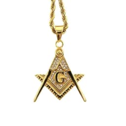 Trendy AG Masonic Pendant Necklace Men's Women's Necklace Fashion Bohemia Far Crystal Inlaid Pendant Accessories Party Jewelry