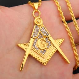 Trendy AG Masonic Pendant Necklace Men's Women's Necklace Fashion Bohemia Far Crystal Inlaid Pendant Accessories Party Jewelry