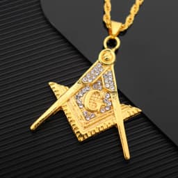 Trendy AG Masonic Pendant Necklace Men's Women's Necklace Fashion Bohemia Far Crystal Inlaid Pendant Accessories Party Jewelry